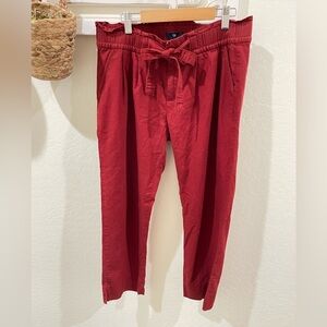 Gap cropped trouser pants with front tie dark orange/red
